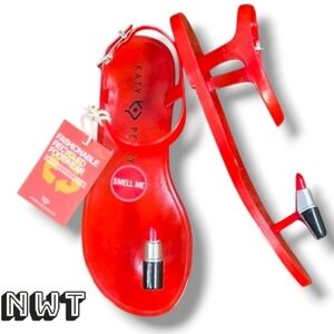 Katy Perry | The Geli Lipstick Toe Grip Ankle Buckle Scented Jelly Sandals -NWT!